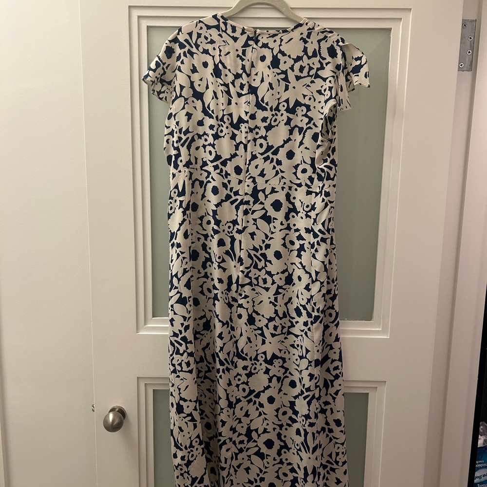 MaxMara Navy and Cream Floral Midi/Maxi Dress